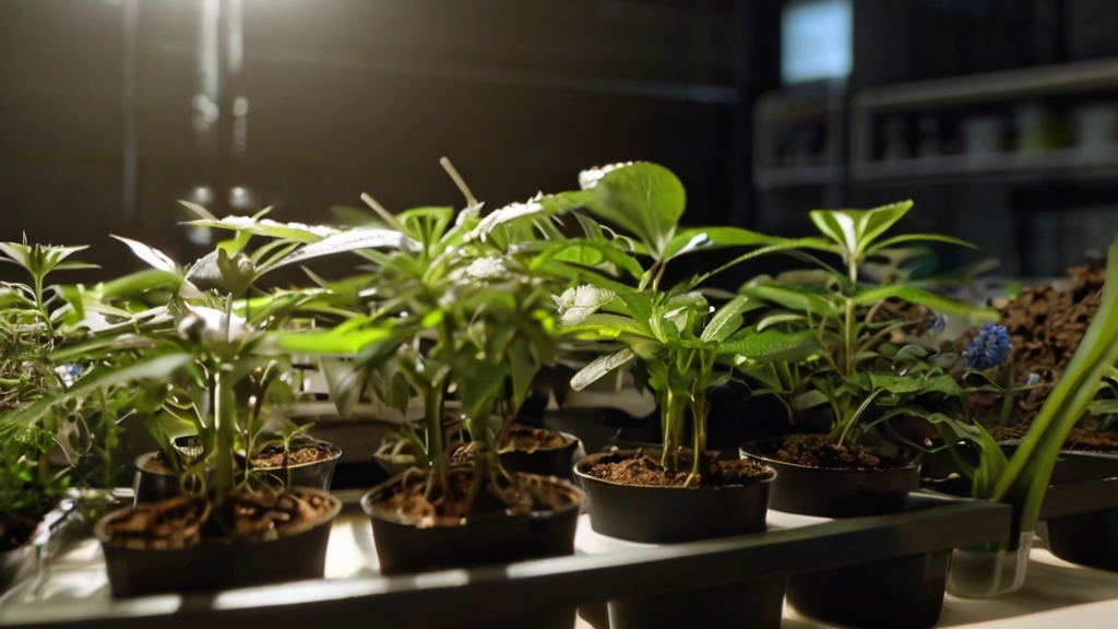 Plantas em vasos.